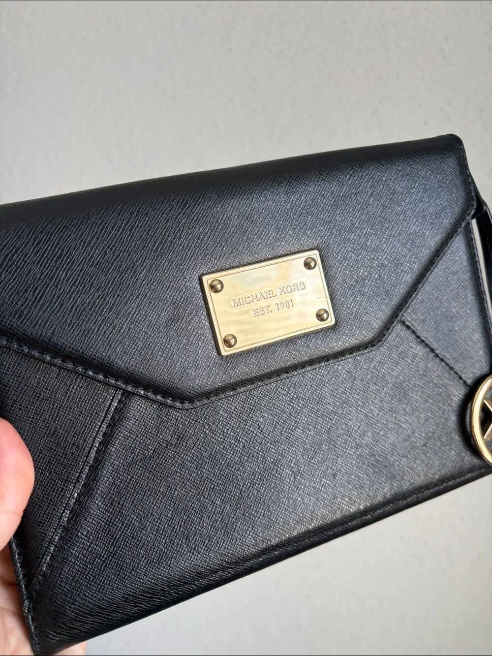 Michael Kors Black Saffiano Leather Envelope Style Ipad Mini Holder Case NWOT
